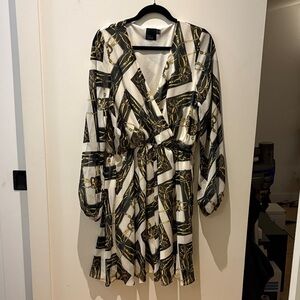 ASOS Curve Long Sleeve Dress - Black, White, and Gold